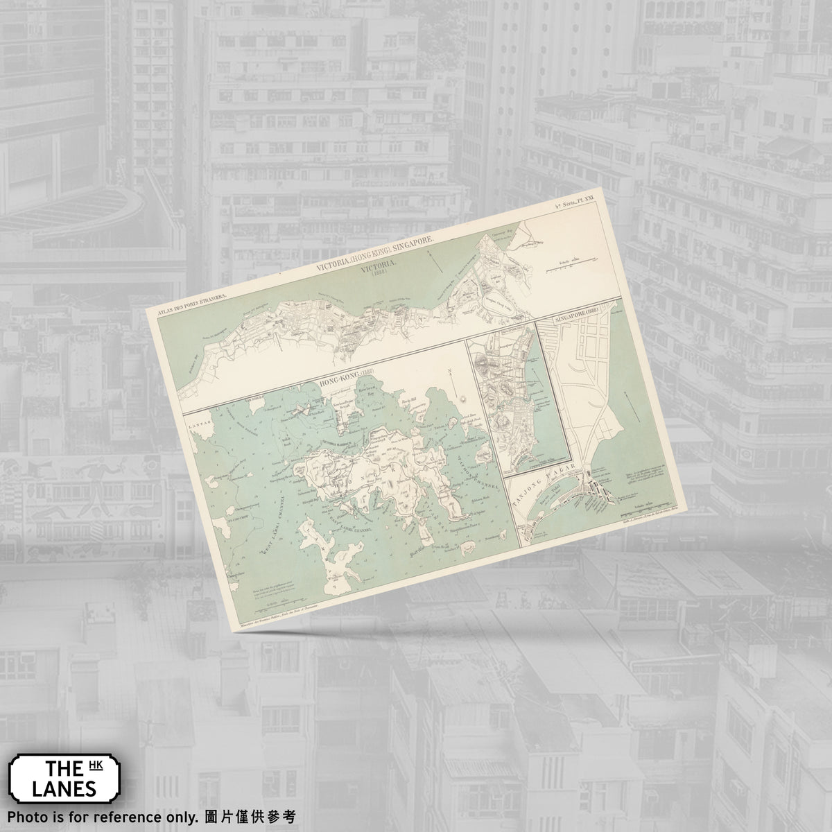 1888 Map of Hong Kong A6 Postcard - The Lanes HK
