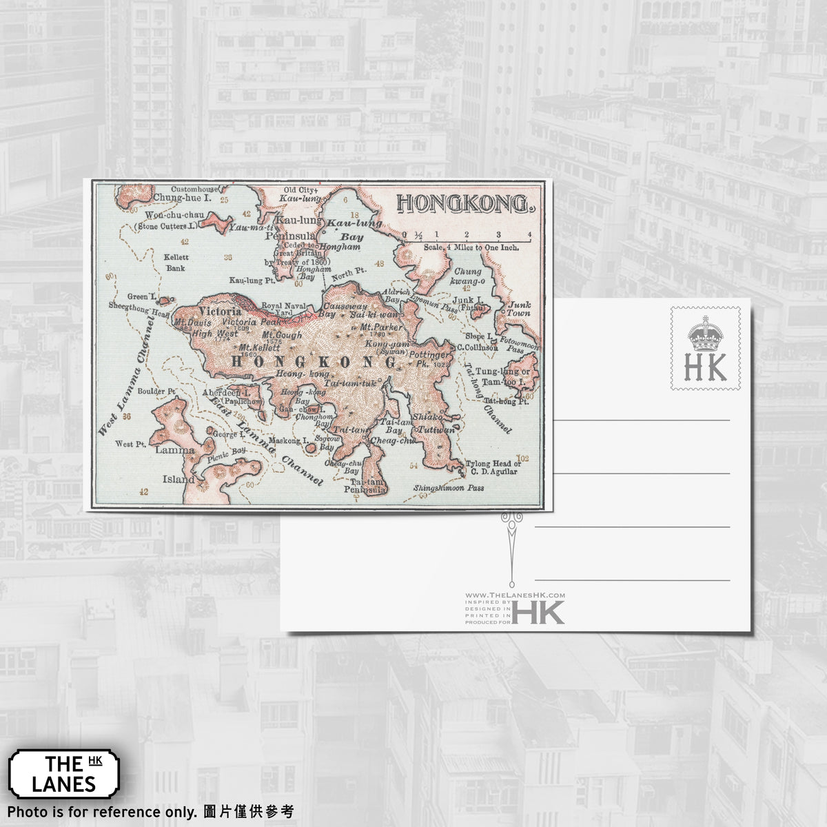 1900 Map of Hong Kong A6 Postcard - The Lanes HK