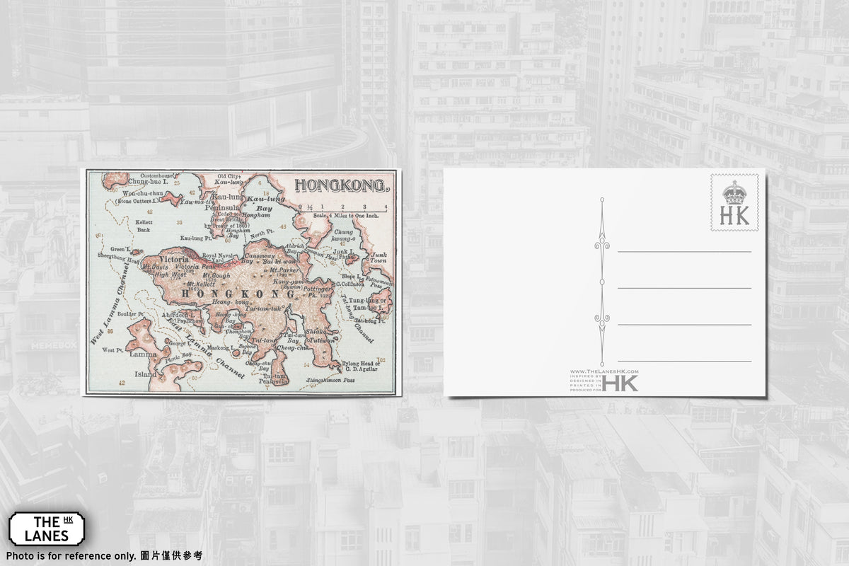 1900 Map of Hong Kong A6 Postcard - The Lanes HK