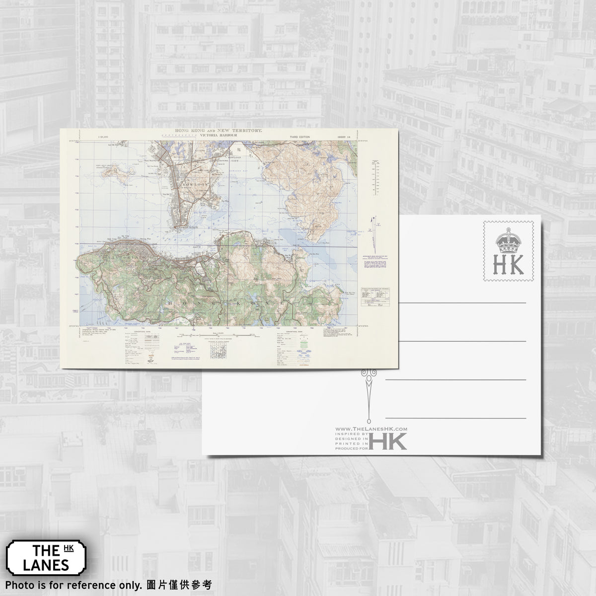 1945 Map of Hong Kong A6 Postcard - The Lanes HK