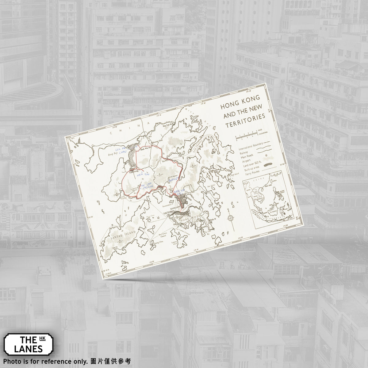 1965 Map of Hong Kong A6 Postcard - The Lanes HK