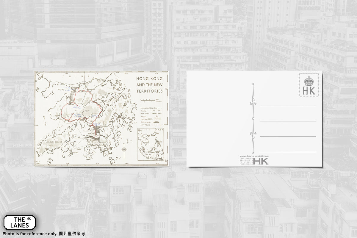 1965 Map of Hong Kong A6 Postcard - The Lanes HK