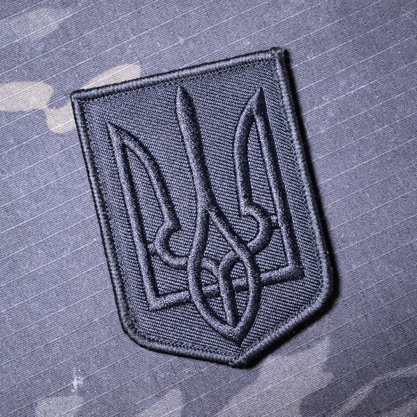 [Black on Black] Ukrainian Coat of Arms Embroidered Morale Patch (velcro backed)