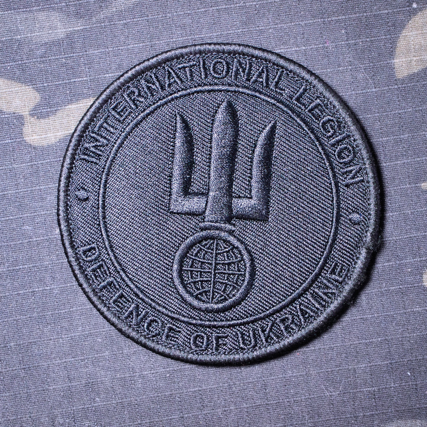 [Black on Black] Ukraine International Legion Embroidered Morale Patch