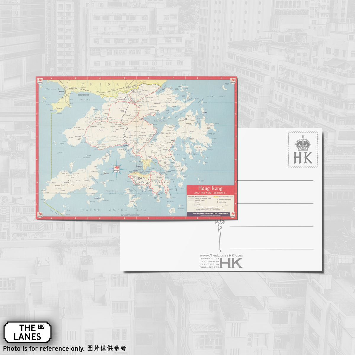 1958 Map of Hong Kong A6 Postcard - The Lanes HK