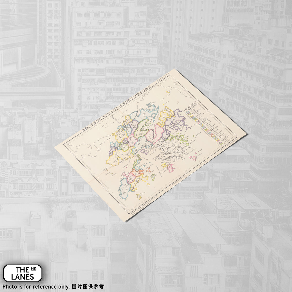 1961 Map of Hong Kong A6 Postcard (C) - The Lanes HK
