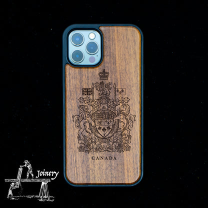 胡桃木 iPhone 手機殻 - 加拿大紋章